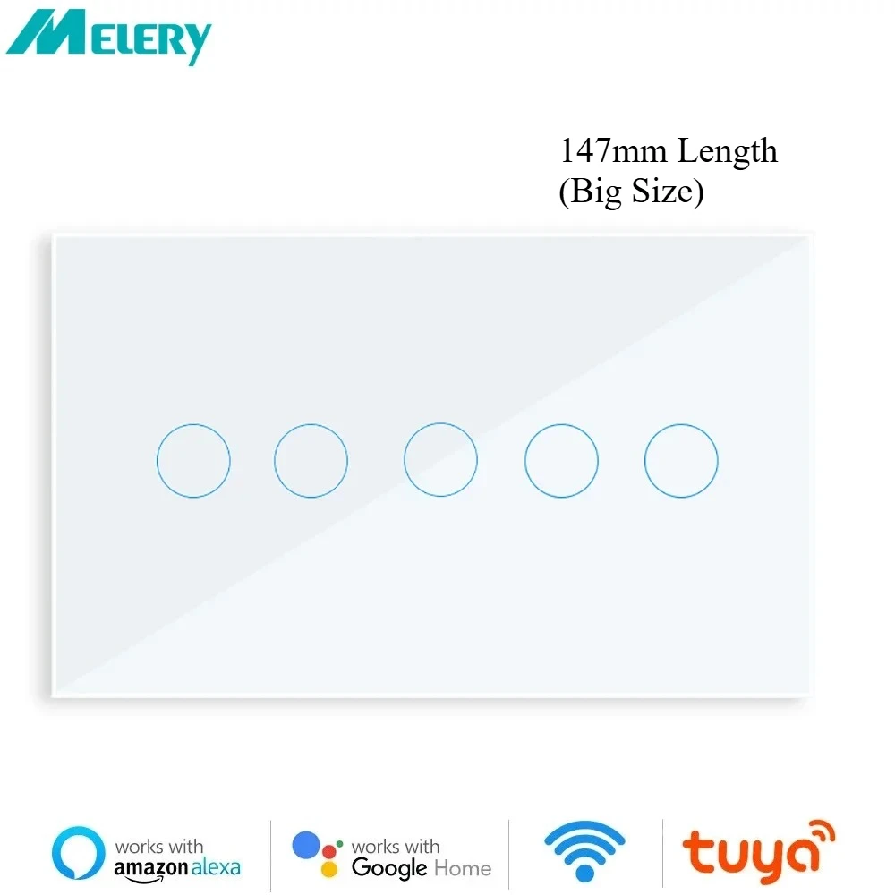 Melery 와이파이 투야 스마트 벽 조명 스위치 터치 유리 패널, 무선 4/5/6 ..
