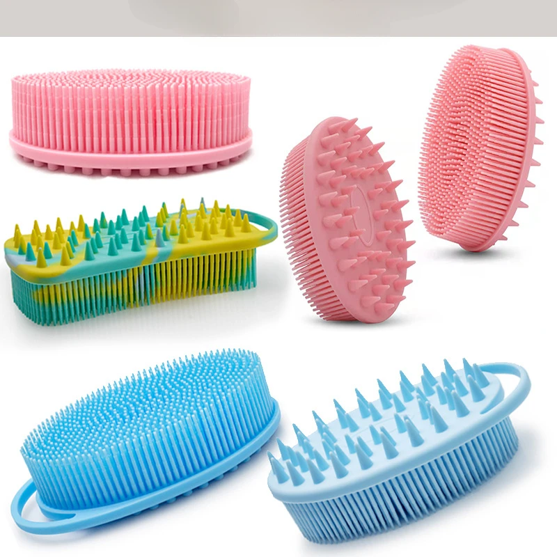 Double Sided Baby Shower Brushes Silicone Tactile Brush Massage Brush Hanging Rope Hair Wash Shower