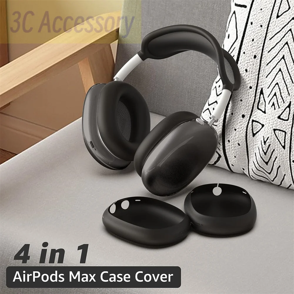 4 In 1 Per Airpods Max Cover In Tpu Trasparente Cuffie Wireless Accessori Antigraffio Airpod Max Cuscinetti Per Le Orecchie Custodia In Silicone Per L