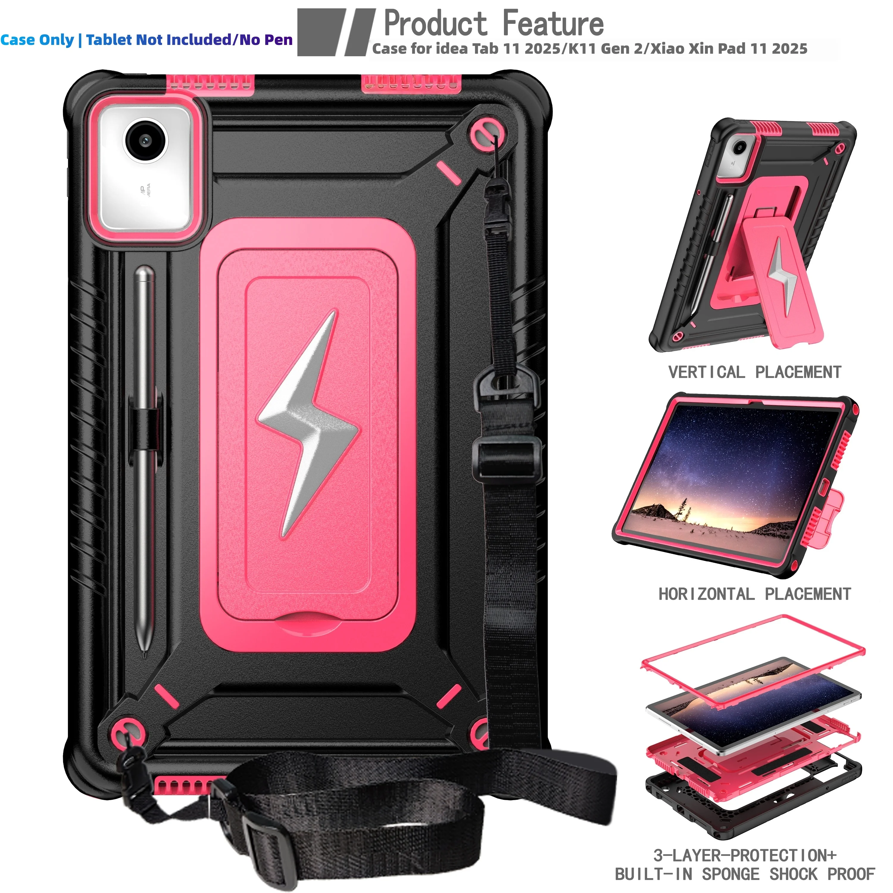 Heavy Duty Shockproof Tablet Case with Kickstand and Shoulder Strap