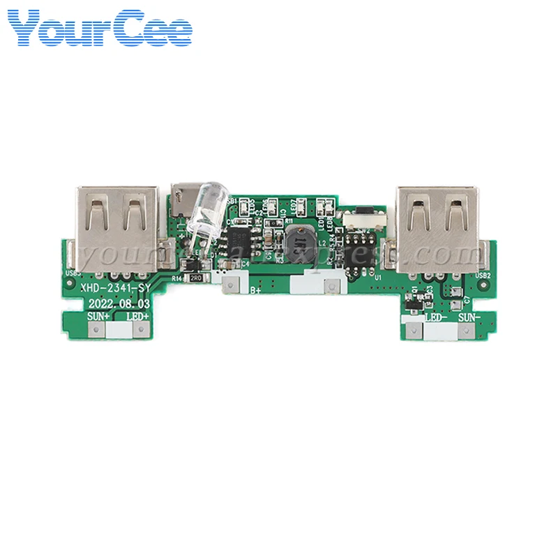 Фото Модуль зарядного устройства для мобильного внешнего аккумулятора, 2 USB, 5 В, 2 А, литий-ионная плата для зарядки аккумулятора 18650, фотоиндикатор 5 В, мА, печатная плата солнечной панели №4