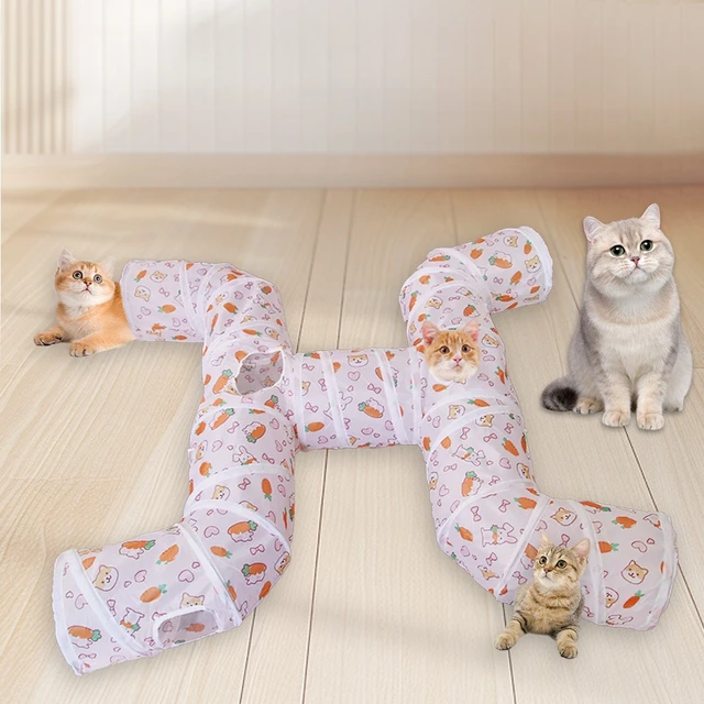 Carrot Print Cat Tunnel Multi-Shape Foldable & Easy Storage Cat Toy Tunnel for Play & Hideaway Pet Tube Self-Entertaining Play 4