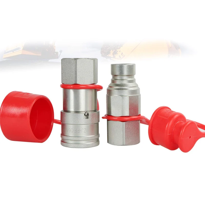 2pc Universal 3/4" NPT Flat Face Hydraulic Quick Connect Coupling