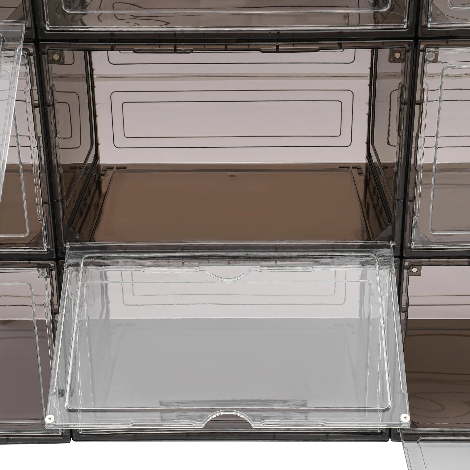 12Pcs Acrylic Transparent Shoe Box, Stackable Large Thickened Shoe Display Case, Front/Side Opening Shoe Organizer 6