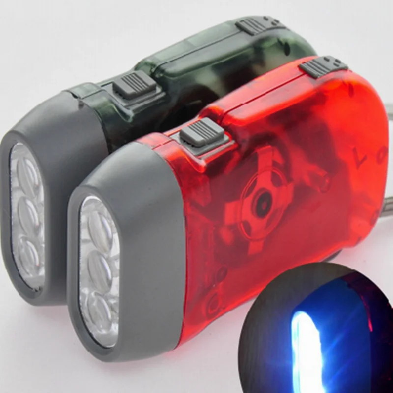 New Hand-press 3 Led Hand Crank Battery-free Flashlight Lights
