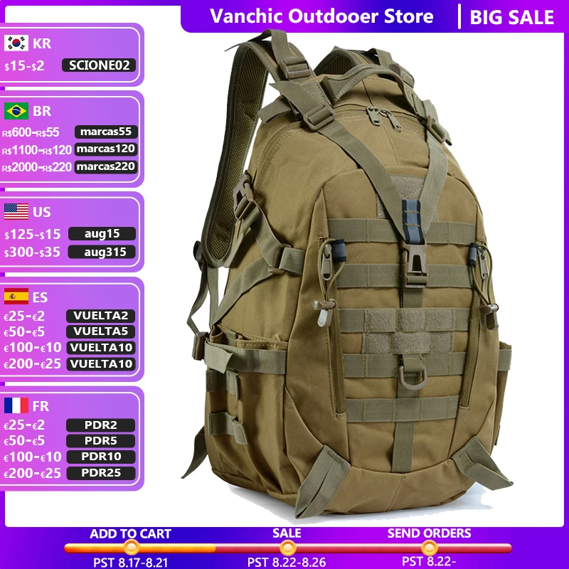 40l 15l Camping Backpack Military Bag 