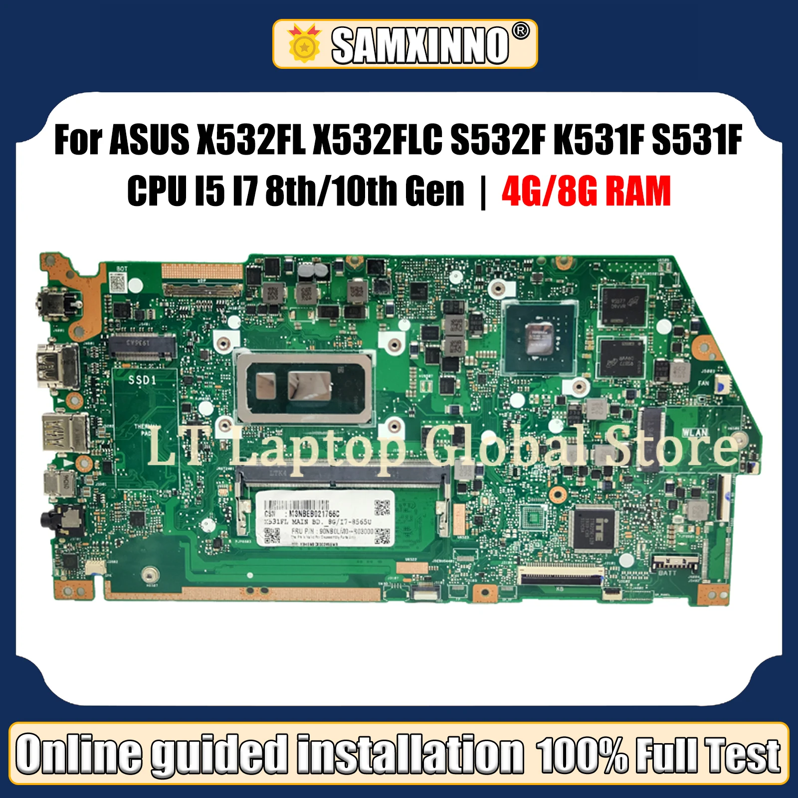 LT Laptop X532FL Материнская плата ASUS X532FLC S532F K531F S531F X531FL X532FA системная плата i5 i7 8-го/10-го поколения ЦП 4 ГБ 8 ГБ ОЗУ
