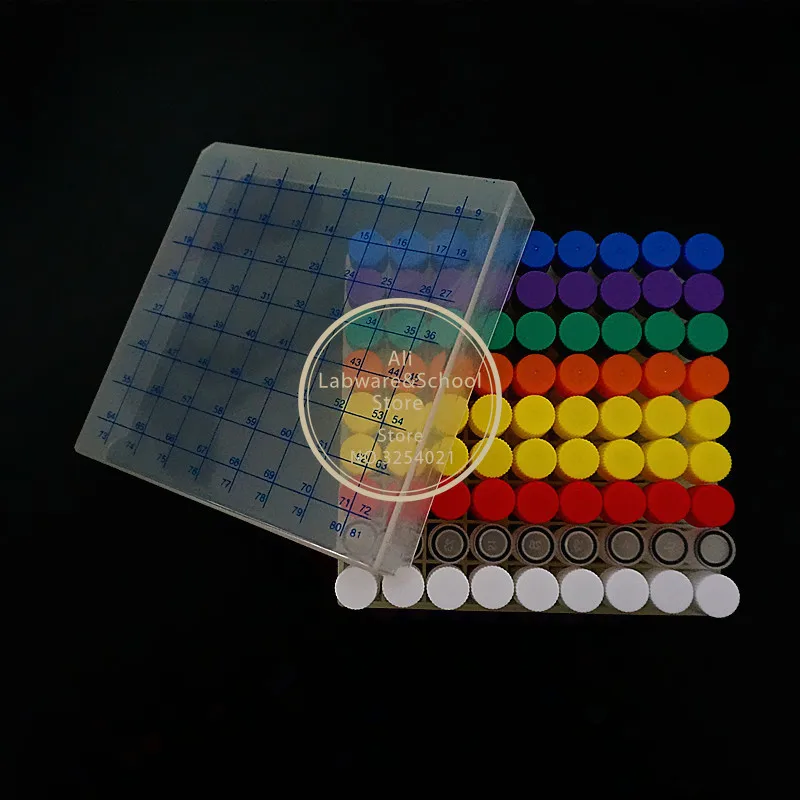 81 Pieces Plastic 1.8ml Freezing Tube + One Piece 81 Vents Plastic Freezing Tube Storage Box For Experiment