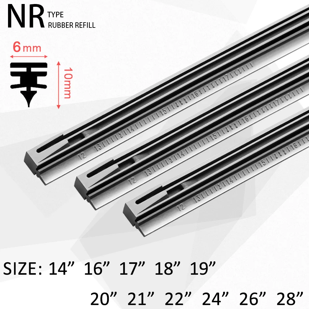 Щетка стеклоочистителя автомобильная, запасная гибридная полоска из натурального каучука, 14, 16, 17, 18, 19, 20, 21, 22, 24, 26, 28 дюймов, 6 мм, комплект аксессуаров