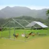 Metal Large Chicken Coop, Spire Shape Walk-in Poultry Chicken Hen cage, Rabbits Duck Cages with Waterproof and Anti-Ultraviolet 4