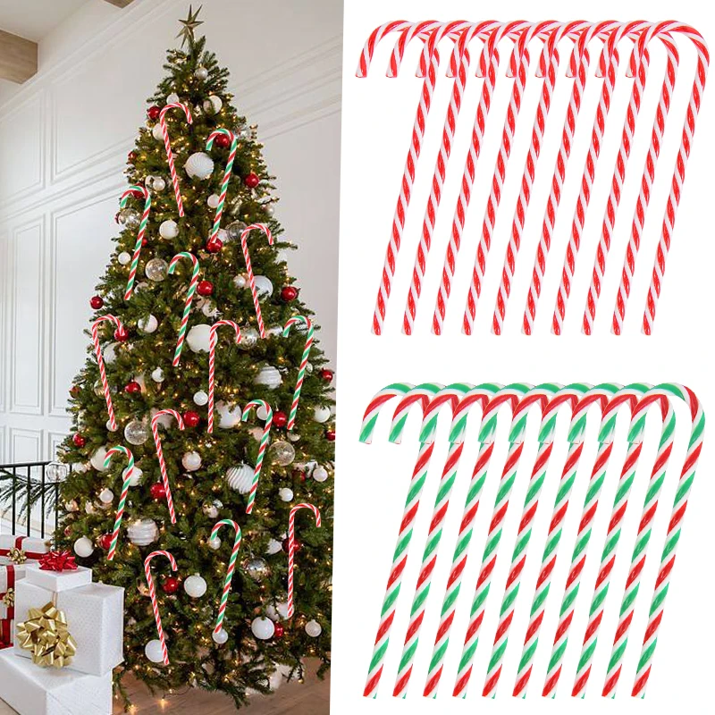 Christmas Candy Canes Acrylic Xmas Tree Hanging Twisted Crutch Pendant New Year Christmas Party Home Decoration Ornaments Gifts