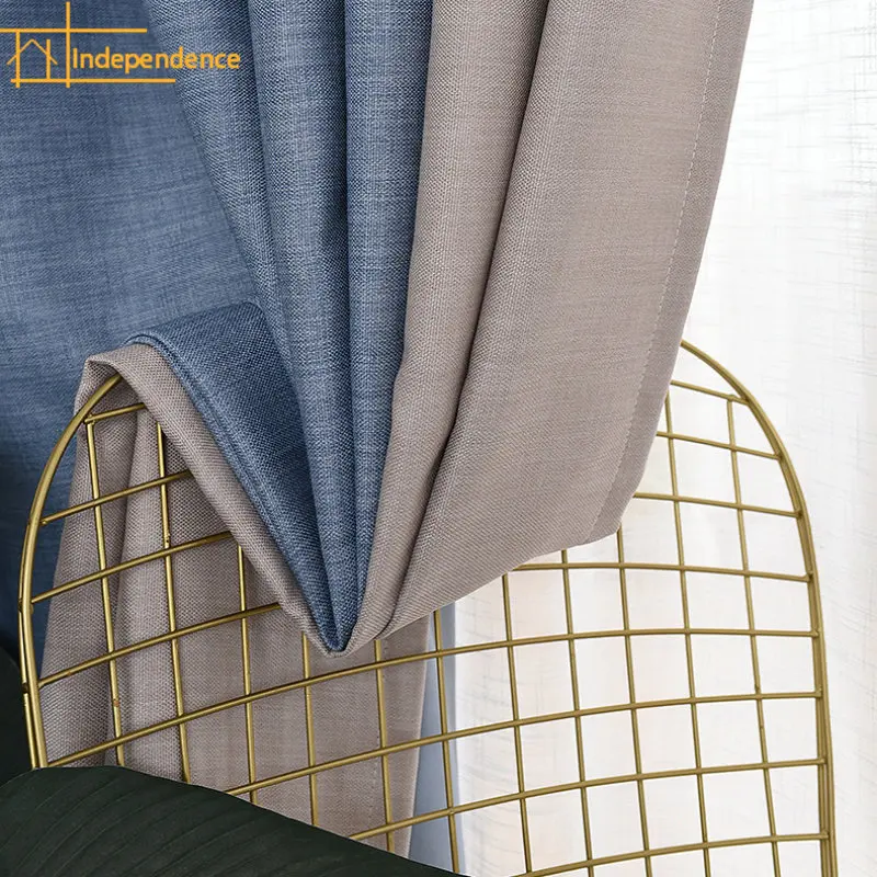 

Solid color curtain linen high blackout thickened double layer cotton and linen curtain Curtains for Living dining room bedroom