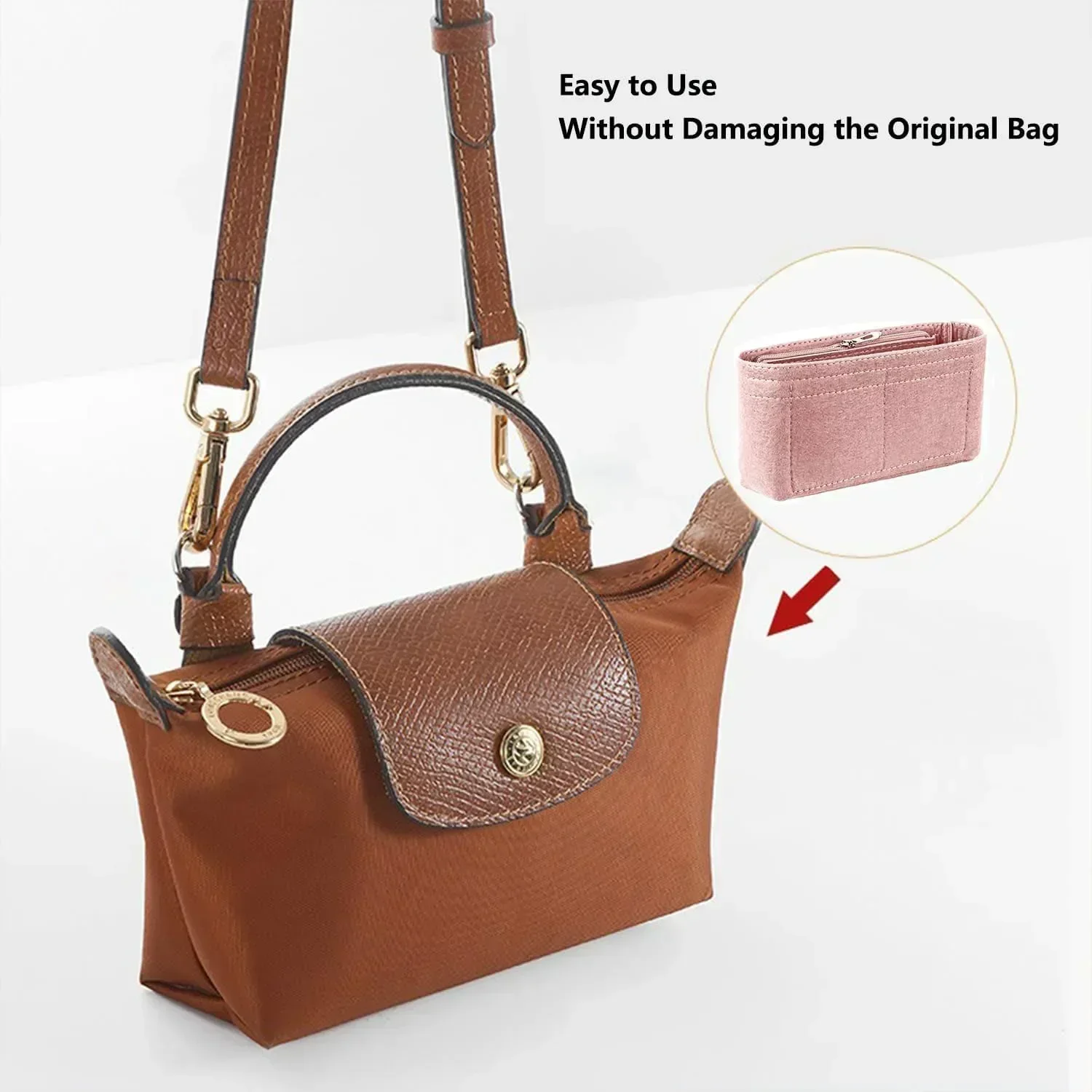 Bag Organizer LONGCHAMP Mini Tote Timid Bag Storage & Finishing Inner Liner Handbags Insert Organizer Fit Mini Size
