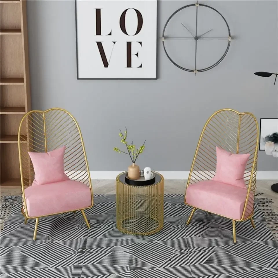 Nordic Style Gold Metal Iron Wire Chair Leisure Lazy Living Room