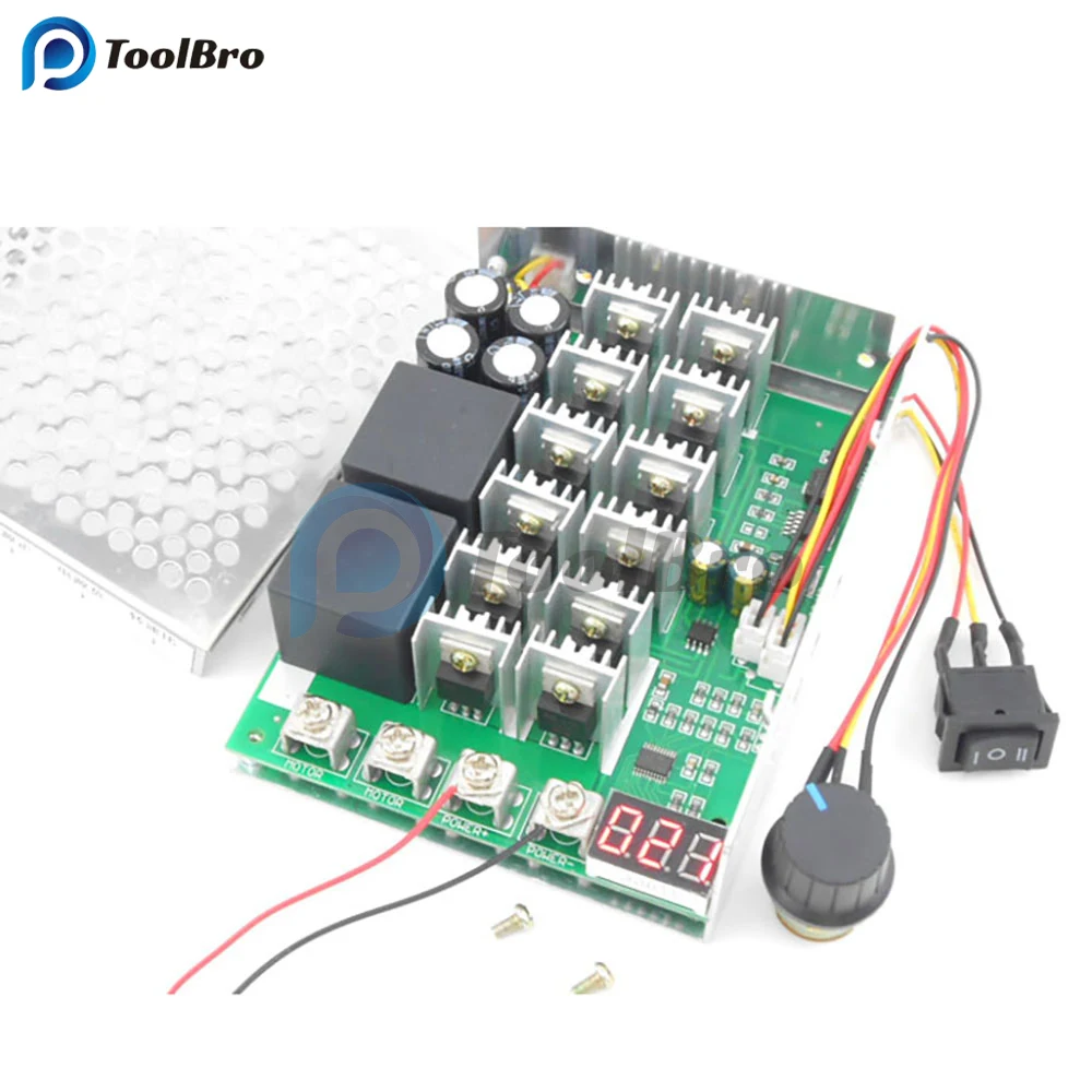 5500W 1-100A 15KHz Reversible LED Digital PWM Motor Speed Controller DC 10-55V Forward Reverse with Potetiometer Control Switch