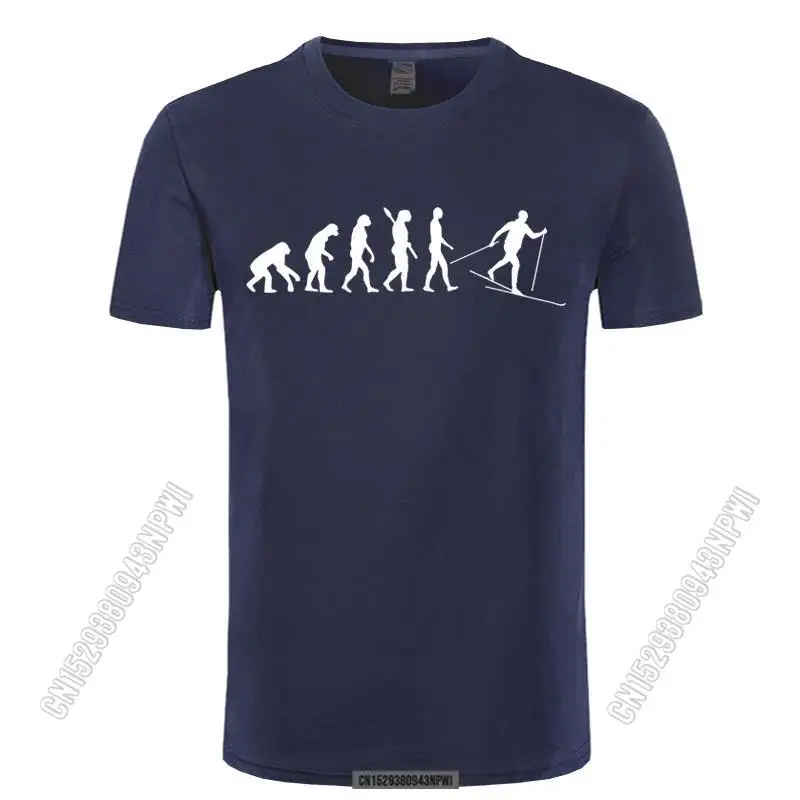 Cross-Country Ski Evolution Funny Nordic Ski T-Shirt 2022 Hot Tees Top Giugno Agosto Maglietta Moda Uomo A Buon Mercato All'Ingrosso