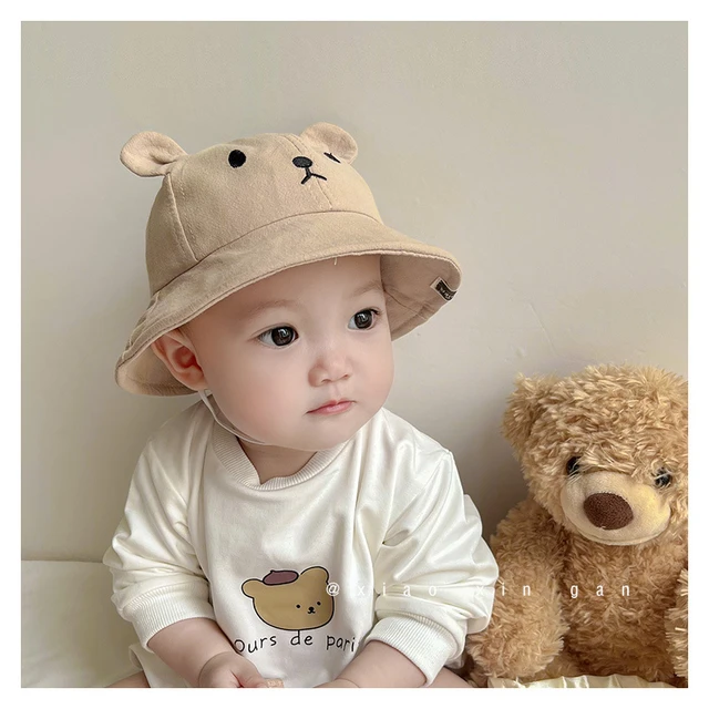 Baby Cute Bear Bucket Hat With Ears Korean Style Boy Girl Cotton Kids Sun  Hat Outdoor Summer Sunscreen Child Panama Cap - AliExpress