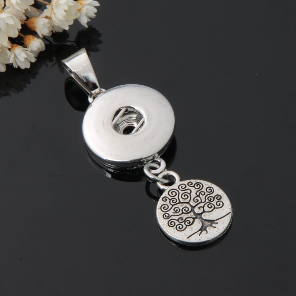 20pcs/lot Snap Buttons Pendant 18mm Snap Jewelry Metal Tree Of Life Toutoise Heart Charms Diy Snap Necklace