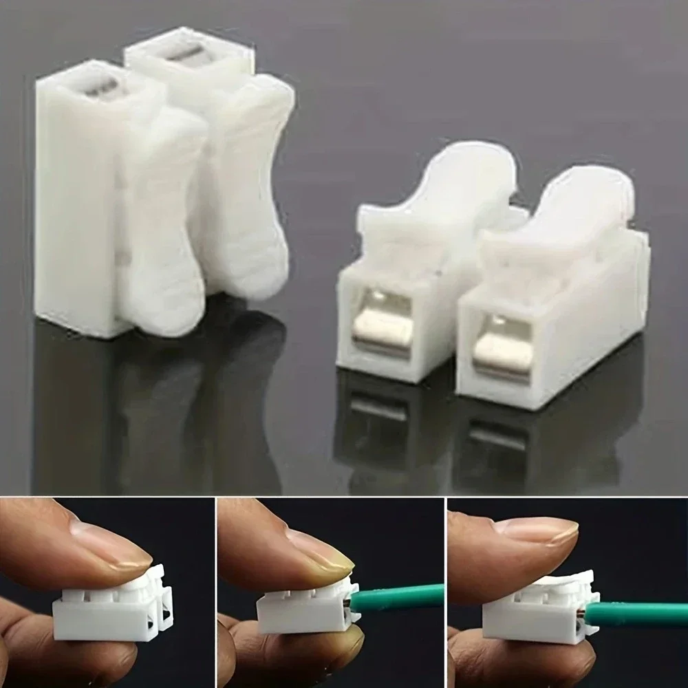 Wire connectors 20pcs Nenhuma solda solda r&aacute;pida 2P cabo fio conector nenhum parafuso bloco terminal bra&ccedil;adeira de mola