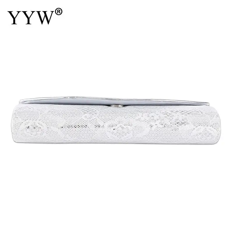 Elegant Lace Women Evening Handbag Magnetic Snap Envelope Clutches Bags PU Leather Metal Chain Crossbody Shoulder Ladies Purse