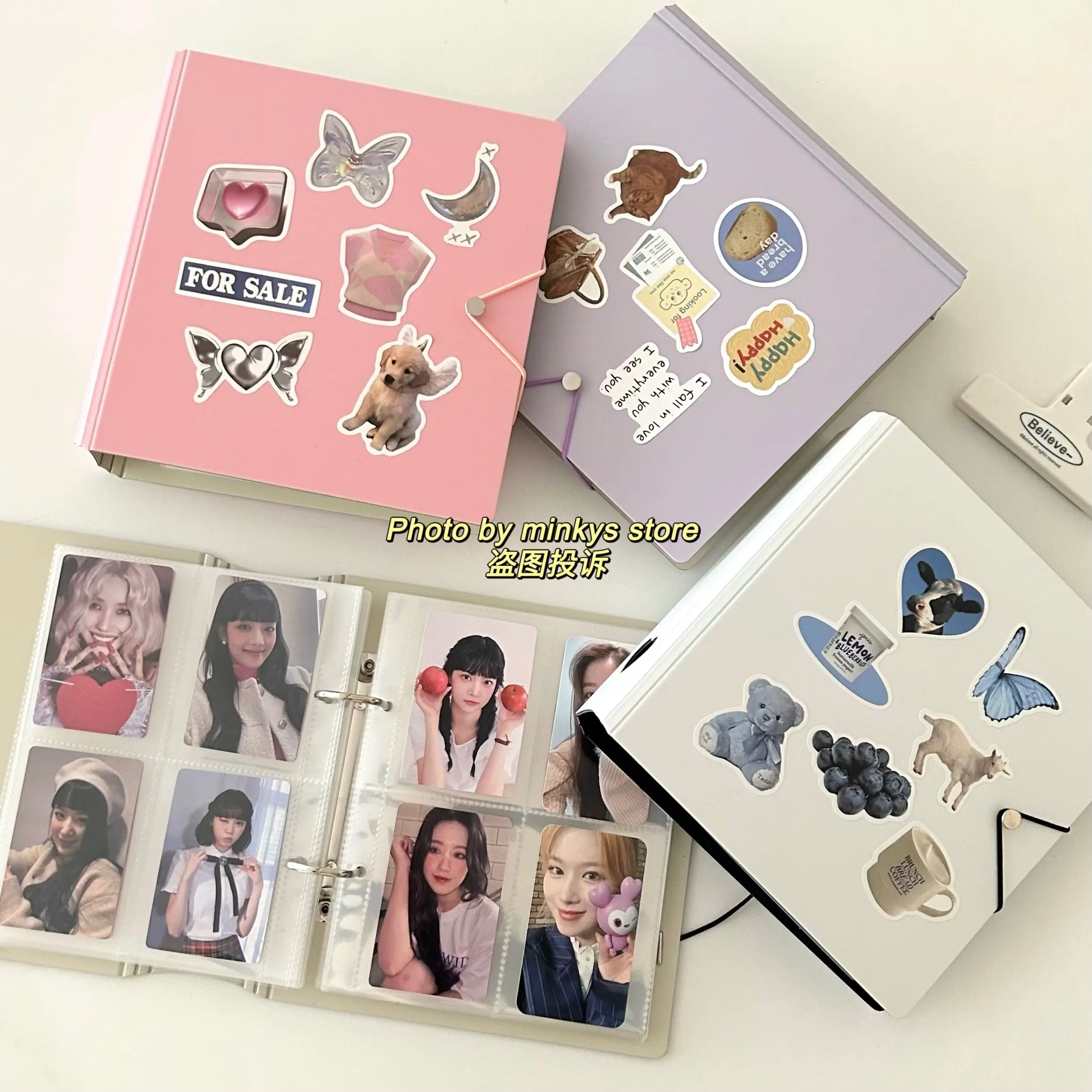 MINKYS Kawaii D Shape Ring 3 inch Kpop Photo Card Binder Large Capacity Idol Photocard Album Photocards Collect Book 3