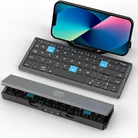 Black Pocket  Foldable Mobile Phone Keyboard With Stand Holder Rechargeable Folding Keyboard for Phones iPad