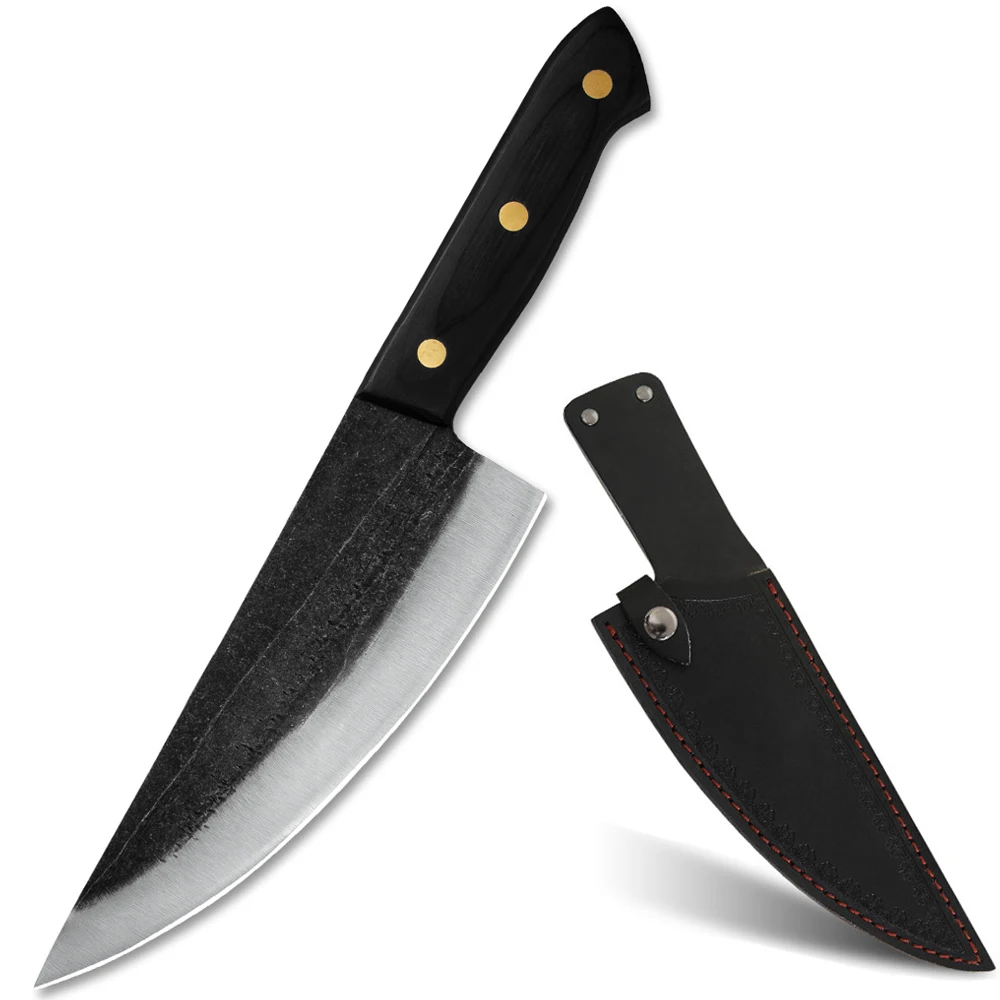 

XYj Chef Knife With Sheath Blade Protector Cover Full Tang Wood Handle Japanese Style 8 Inch Slicing Cooking Kitchen Knife Tool