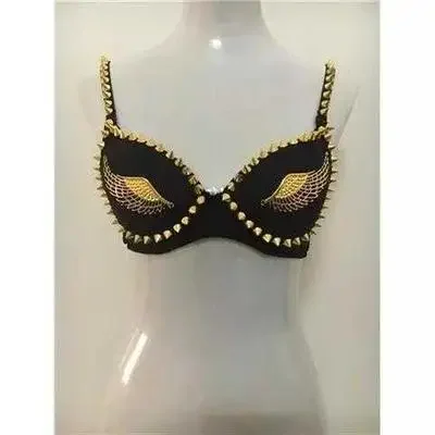 Punk Gothic Nightclub Angel Wings Bra DS Women's Singer Neckline Dance Fashionable Love Bra Bar Stage Clothing Accessories
