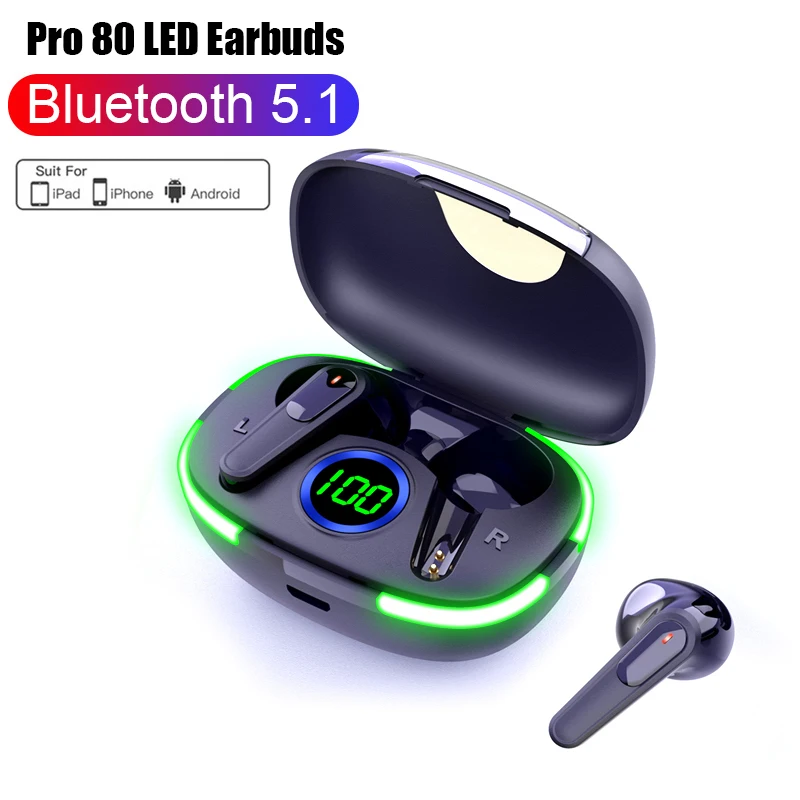 Cuffie Bluetooth Wireless Originali Tws Air Pro 80 Con Microfono Auricolari Con Display A Led Cuffie Wireless Auricolari Bluetooth Air Fone