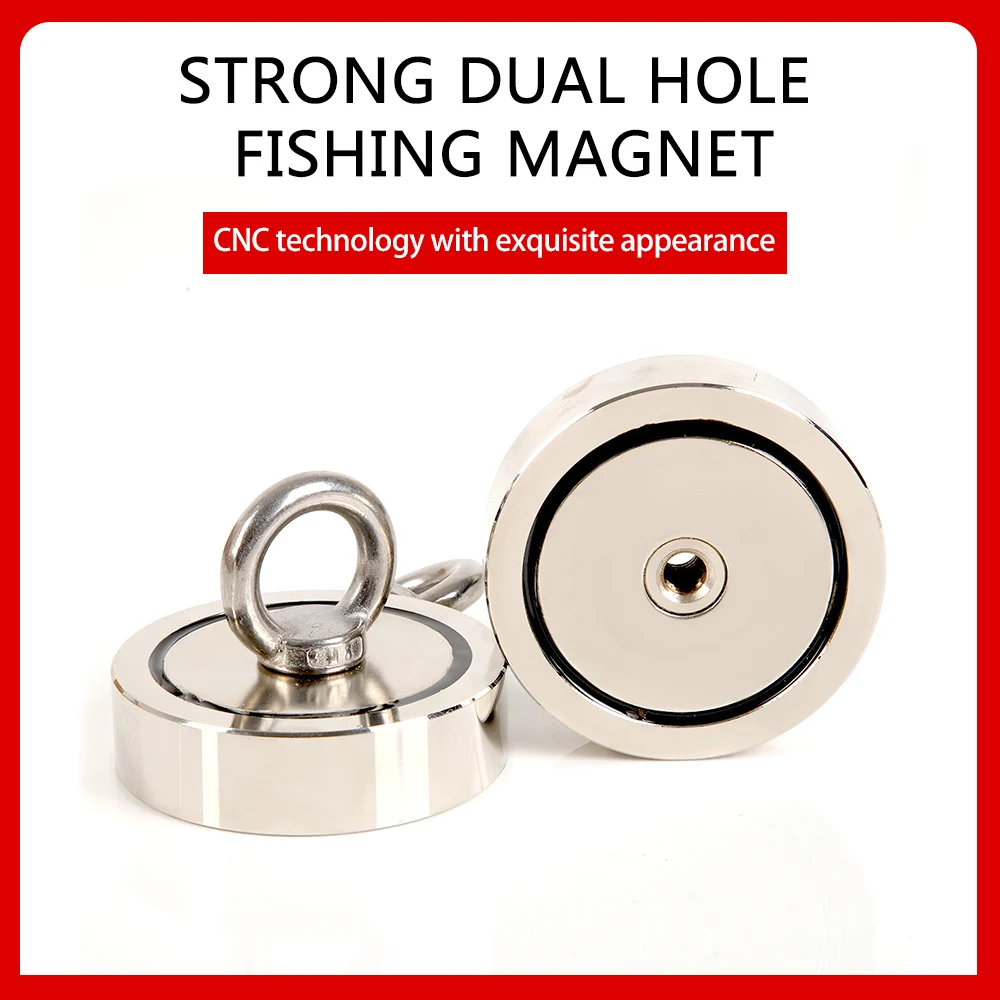 D60 Double Hole Double Sided Supper Strong Pot Fishing Magnet D48 Salvage Fishing  Magnets Permanent Powerful Magnetic Magnet - AliExpress