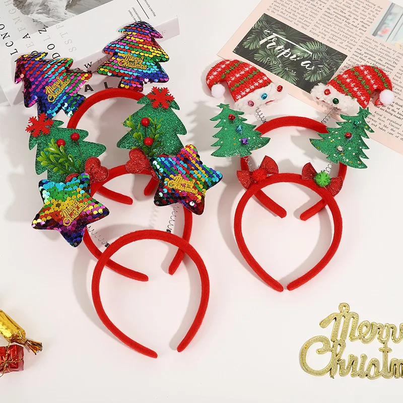 Christmas Headband Antler Xmas Tree Elk Snowman Hair Clip Xmas Dress Up Props Noel Navidad Natal Merry Christmas Headbands