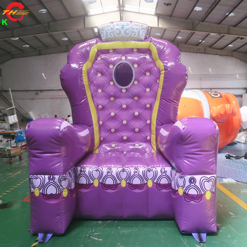 

Free Shipping Purple Inflatable Throne Chair for Princess Birthday Party Carnival Rental Air Bouncy Sofa for Sale