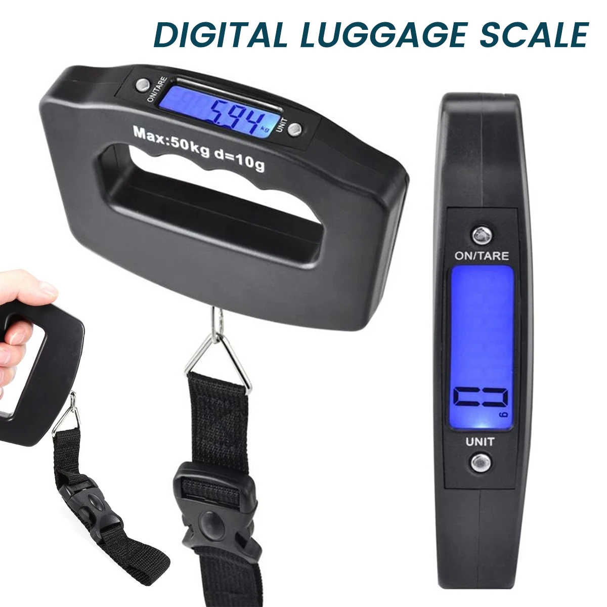 Digital Luggage Scale with Backlight - Portable 50kg Capacity