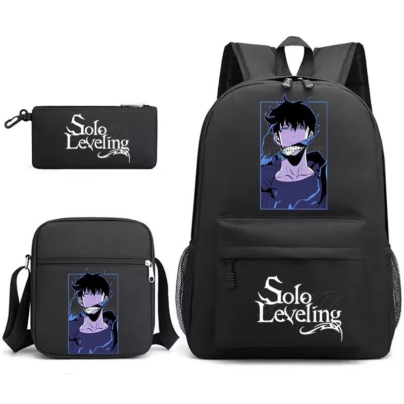 Sac à Dos Anime Solo Leveling 3D - Grand Capacité 44x30x18 Cm, Style Streetwear Tendance, Fermeture éclair, Polyester Résistant, Pour école, Voyage, Quotidien