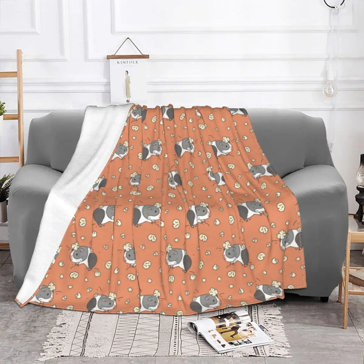 Guinea Pig Popcorning Blanket kawaii cute cartoon animal Flannel Throw Blankets Bedroom Sofa Personalised Soft Warm 