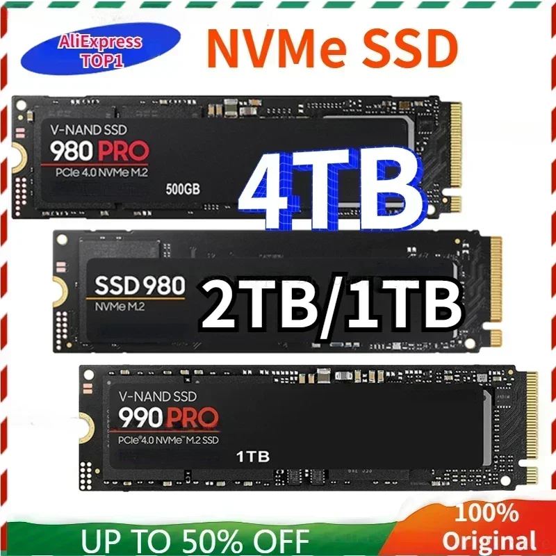 고속 NVMe SSD 하드디스크 (980 Pro M2 2280 SAM, 4TB/2TB/1TB 용량, PS5 및 노트북용)