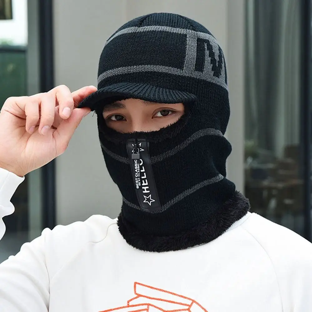 남녀공용 보온 비니 모자 스카프, 따뜻한 부드러운 니트 모자, 양털 방풍 목 스카프 모자, 겨울
