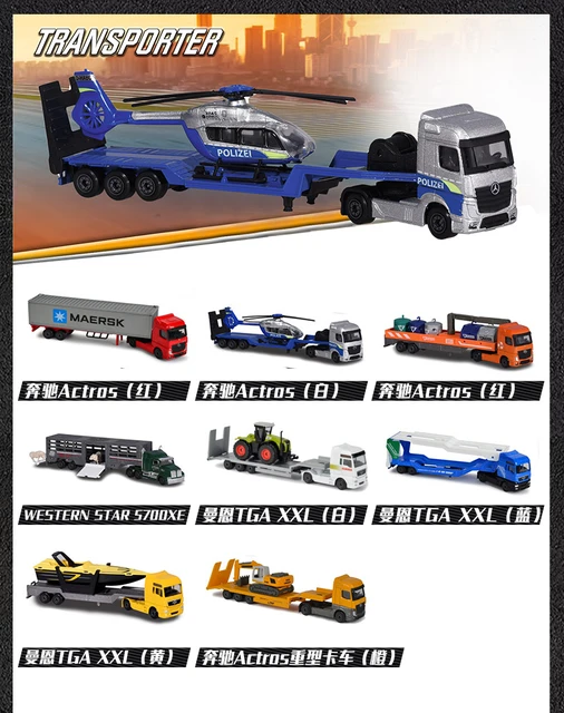 Majorette 1/87 Transporter Cars BENZ ACTROS/MAN TGA XXL Die