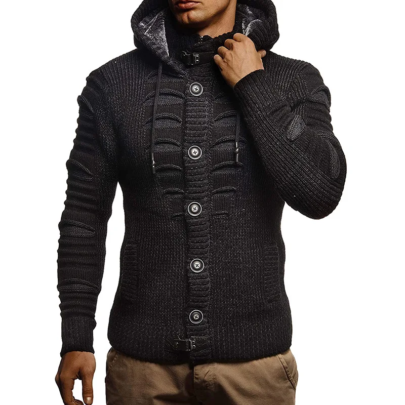 2023 Autumn/Winter Sweater Cardigan Men's Hooded Knitted Cardigan Coat Fashion Trend Knitted Hoodie Christmas Sweater    Clothes