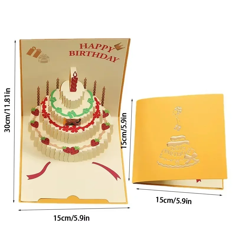 Musical Birthday Cards 3D Pop Up Greeting Card with LED Lights and Music Box Wedding Table Decorations Gift Card  Party Favors
