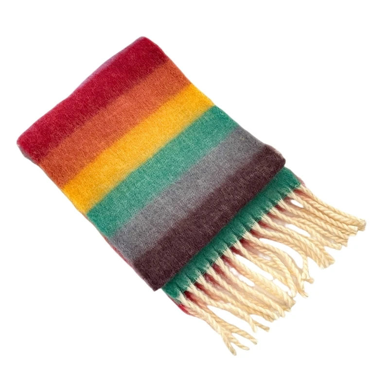 Fashion Rainbow Scarf Cosy Fringe Designing Neckerchief for Boys and Girls 3-12T QX2D
