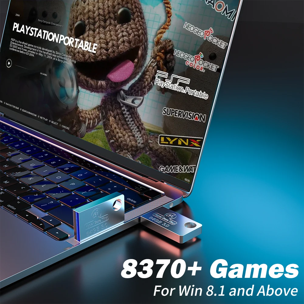 Retrobat 64G USB 3.0 디스크 15 에뮬레이터 및 Windows PC/노트북/Rog Ally HandHeld용  PSP/DC/N64/NES/SNES/DS/NAOMI용 8731 레트로 게임-Freehip.co.kr