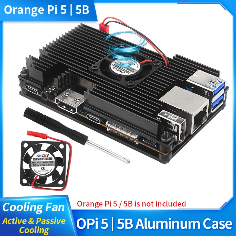 Orange pi Estojo de Liga de Alumínio Metal Ativo e Passivo com Ventilador Caixa de Proteção contra Dissipadores de Calor