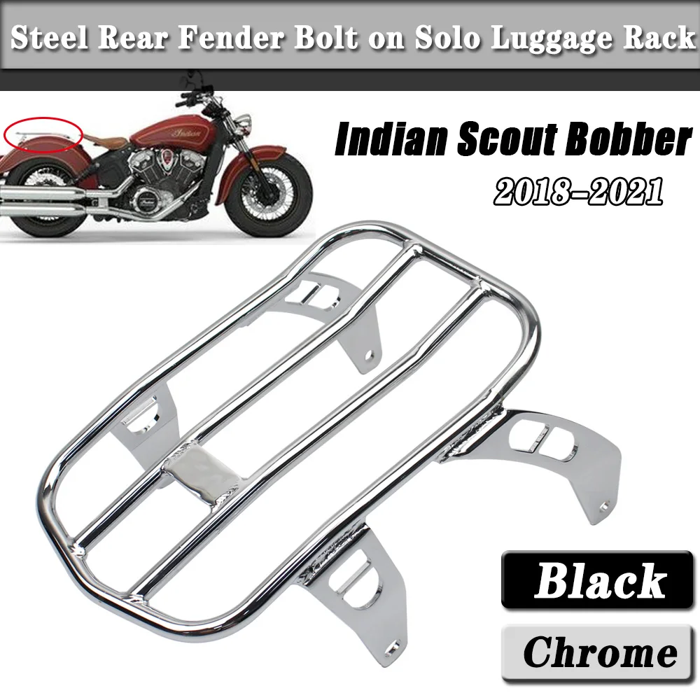 

The New For Indian Scout Bobber 2018-2021 Steel Rear Fender Bolt on Solo Luggage Rack Motorcycle Accessories Bobber Bright Black