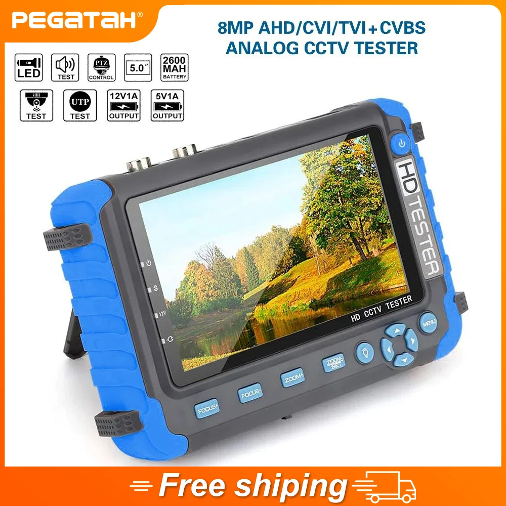 PEGATAH IV8W 4K CCTV Tester 5 Inch AHD/CVI/TVI CVBS Security Analog Camera Test Monitor with HDMI VGA Input UTP CFTV Lan Testers best ip cctv tester monitor 5 in 1 wanglu new ipc5100c plus 4k ip 8mp cvi tvi ahd analog vga hdmi input with cable tracer poe