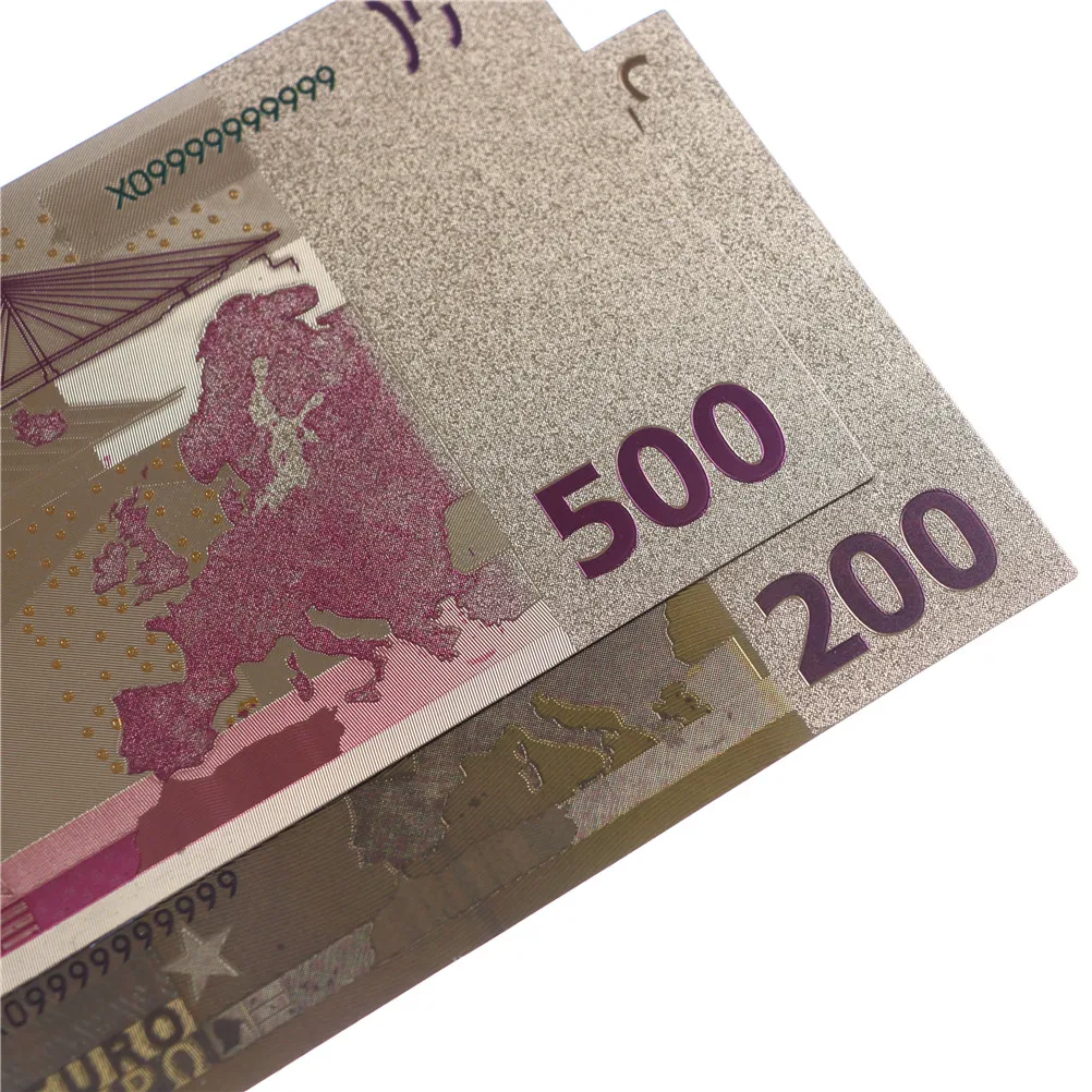 Euro Banknote Crafts 7pcs Euro Banknote Gold Foil Paper Money Crafts Collection Note Currency