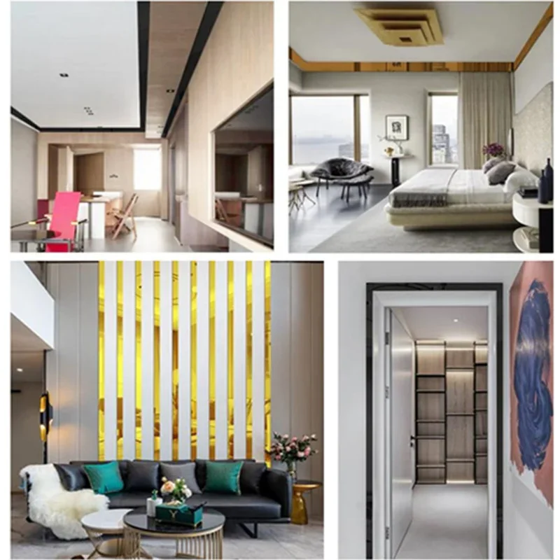 Mirror Wall Sticker 244cm Self-adhesive Stainless Steel Flat Decorative Lines DIY Mirror Wall Sticker Background Wall Ceiling Edge Strip home decor