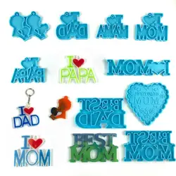 DIY Crystal Epoxy Resin Mold Mother'S Day MOM Letter Decoration Keychain Pendant Father'S Day Gift Mirror Silicone Mold