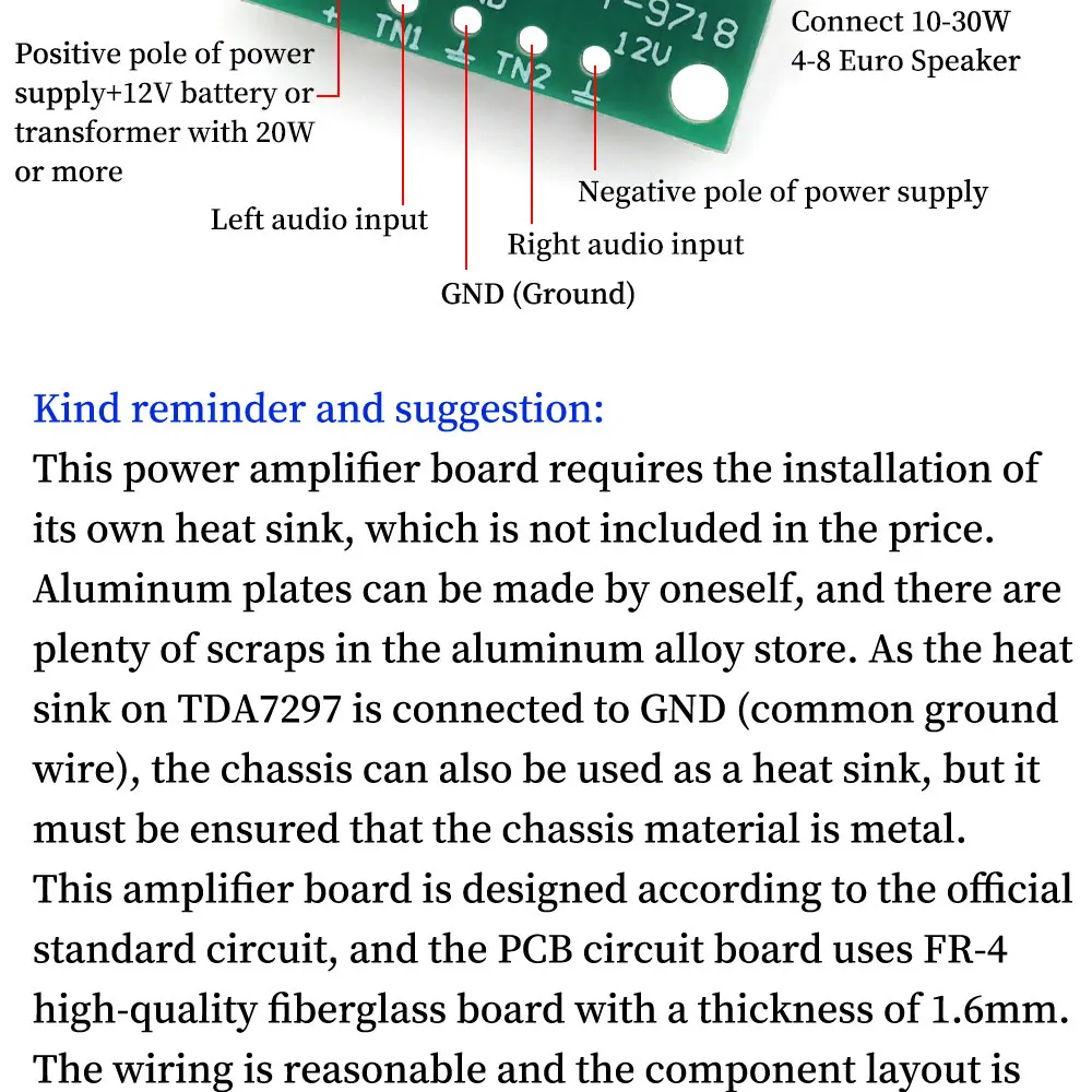 Verstärkerplatine TDA7297 Audio-Lautsprecher-Verstärker-Sound DC 12 V Dual-Audio-Kodierung 15 W elektronisches Diy-Kit Transceiver Verstärker-Enceinte – Detail 5