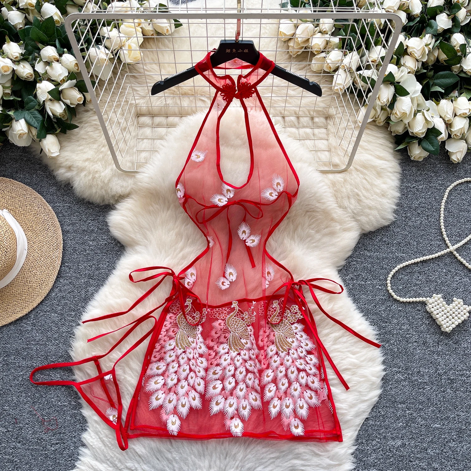 SINGREINY Transparent Pajamas Dress in Light
